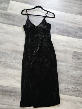 Abound Black Crushed Velvet Maxi Slip Dress